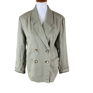 Dolan Left Coast Collection Sage Green‎ Double Breasted Linen Blazer Small